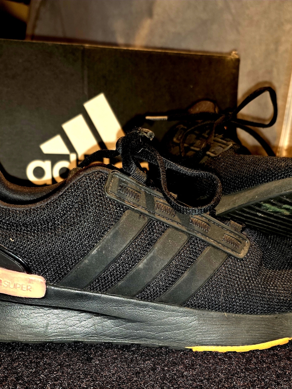 adidas Black Men's Sneakers with Yellow Outsole Accent